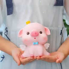 키키공작소 귀여운 핑크 돼지 저금통, 1개, 해피피그 미디움