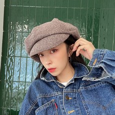 심플 주름 면린넨 구름송이 여성 스타일리쉬 조압설 베레모자 오버사이즈 와이드 루즈핏 화가모자
