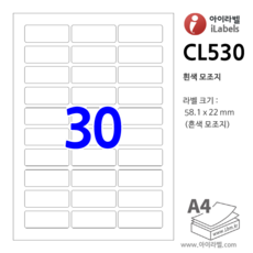 아이라벨 CL530-100장 30칸(3x7) 58.1x22mm R2 흰색모조 - 비트몰 iLabels - r2x22a