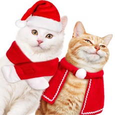 크리스마스옷 애견 강아지 고양이 3종세트 망토+모자+목도리 코스튬 세트
