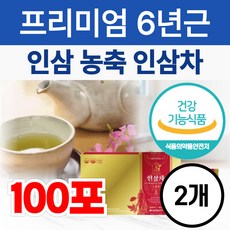 프리미엄 6년근 인삼 농축 인삼차 면역 다당체 분말 피로개선 면역력 에좋은 진세노사이드 건강기능식품 선물 세트, 2세트, 100개입, 3g