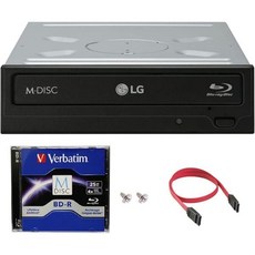 Produplicator LG WH16NS40 16X 블루레이 BDXL DVD CD 내부 버너 드라이브 번들 무료 25GB M-DISC BD + SATA 케이블 장착 나사 포함, + 버바팀 MDISC 블루레이 25GB BD-R 1팩