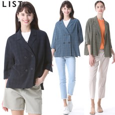 리스트 리스트 드롭 더블버튼 체크 자켓