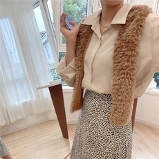 가을 계절 모조모피 두꺼운 보온 민소매 나시 밍크 털 빅 여성 꼬임 외 매치