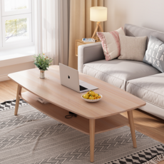Unihome 선반형 고급 원목 거실테이블 쇼파 테이블, 고급 원목색 - 이미지 7
