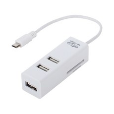 강원전자 넷메이트(NETmate) 스마트폰 USB OTG 허브 + 카드리더기 (화이트) [NM-OTG05] USB허브 화이트 (USB2.0 3포트 무전원), 화이트