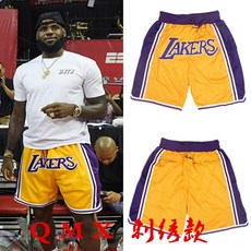 NBA 농구반바지 5부 유니폼 농구복 농구바지 쇼츠, 레이커스 제임스와 같은 스타일의 노란색, 1개