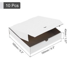 Uxcell 피자 박스 10피스 15.2 x 15.2cm(6 x 6인치) 소가죽 종이 미니 피자 박스 케이크 쿠키 피자 파티용 사각형 골판지 보관 용기 (화이트), Uxcell 피자 박스 10피스 15.2 x 15.2c