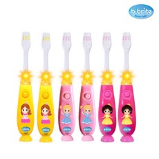 비브라이트 어린이용 캐릭터 LED 타이머 칫솔 프린세스 6p 색상혼합, 랜덤 발송, 1개입, 6개