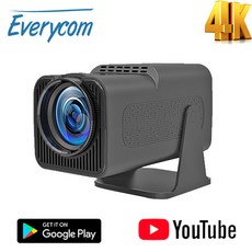 Everycom HY320 휴대용 미니빔프로젝터 4k 안드로이드 TV 가정용 홈시네마 캠핑용 스마트빔 한글지원, Android 11.0(1GB+8GB)