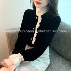 벨벳 블라우스 여성 가을 2024년 스타일 가을옷 고급감 상의 나이감각 서양풍 블라우스 YY-0923