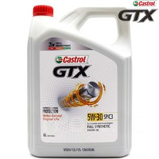 캐스트롤gtx CASTROL 캐스트롤 GTX 5W30 SN C3 6L 겸용 엔진오일 1개 GTX 5W30 6L 6000ml