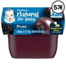 Gerber 2단계 어린이 식품 113g 2개입, 프룬(Prune), 5개