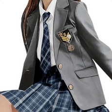 그레이 사진직는교복마이 여고생자켓 파티행사의상 컨셉 투버튼 3종사이즈 1개