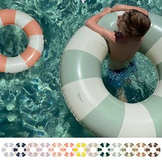 리베아르 튜브 클래식 감성 물놀이 성인 링튜브 어른 수영장 스트라이프튜브 13colors, 1개, 성인딥그린