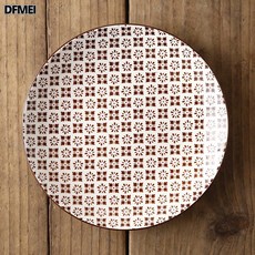 DFMEI 6인치 연접시 유약 하채 도자기 식기 스낵 서양식 골반 제과 접시, 6인치 접시-레드 에메랄드, 1개