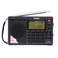 휴대용 초소형 라디오 트로트 등산 Tecsun PL-380 DSP AN-03L 전문 SW 밴드 외부 안테나 포함 FM Am 스테레오 월드 수신기 VS PL-310ET, 01 Black