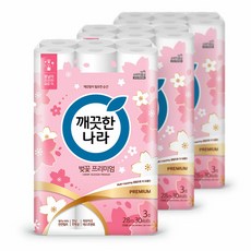 깨끗한나라 3겹 데코 벚꽃 프리미엄 화장지 28m 30롤 3팩, 기본상품, 상세페이지 참조, 기본상품_길이_상세페이지참조