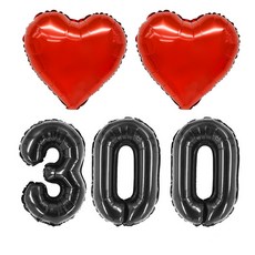 로나파티 블랙 숫자 풍선 셀프 기념일 백일 촬영 100, 1개, 3.숫자풍선블랙(소)/300+하트레드(18inch)2P