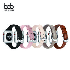 bob 애플워치 가죽 스트랩 벨트 버클 밴드 Apple Watch 1 2 3 4 5 6세대 SE 38/40/42/44mm, 연핑크, 42_44mm공용