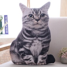 고양이 3d 입체 실사 쿠션 인형 베게, 호랑이고양이(양면인쇄)
