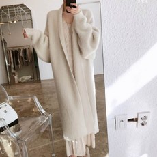 [랜덤플레이] 퍼 니트 로브 가디건 롱 코트