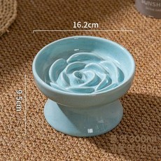 세라믹 고양이 강아지 슬로우 애견 그릇 사료 식기, 결함 제거, 1개, 하이풋꽃모양슬로푸드볼라이트블루결함제거