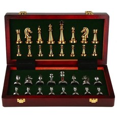 레트로 중세 체스 게임 나무 체스판 가족 조각 전문 국제 금속, A.중국, 1개, 1.메탈