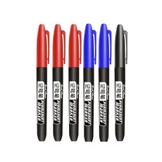 6개/대 영구 마커 펜 파인 포인트 방수 잉크 얇은 펜촉 블랙 블루 레드 1.5mm 컬러, [09] 6Pcs Mix Color Set F, 09 6Pcs Mix Color Set F