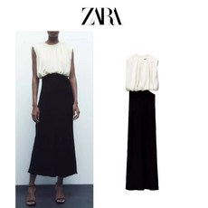 ZARA 자라 여성 절개 배색 원피스