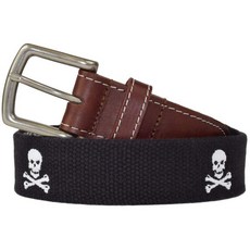 J.T.의 Jolly Roger Skull and Bones Embroidered Men 's Belt (Black) 스펜서 (34)