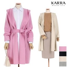 카라 KARRA COLLEC 핸드메이드울블렌디드후디드코트+벨트SET KB0SCT003M