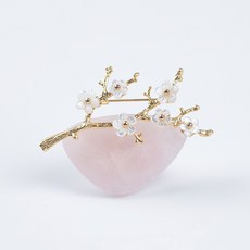 장미수정브로치