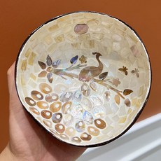 코코넛 동남아 그릇 요거트 볼 코끼리 자개 무늬 보울, AS, 1개