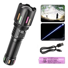 laderive충전식 LED 후레쉬 신축성 줌 낚시 해루질 작업용 손전등+2600mAH 18650배터리+USB 케이블, 1개