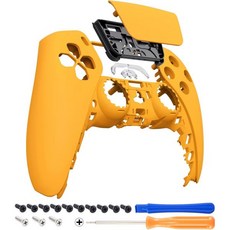 eXtremeRate 블랙 소프트 터치 패드 전면 상단 쉘 ps5 컨트롤러 BDM010 BDM020 BDM030 BDM040 DIY 교체 커스텀 커버 호환, Caution Yellow