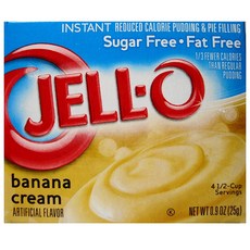 JELLO 젤로 저칼로리 바나나크림 슈가프리 푸딩 파이 필링 0.9 oz(25g) 4팩 디저트, 25g