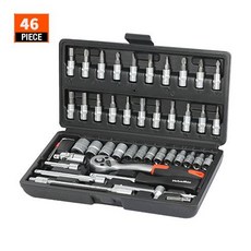 VALUEMAX 밸류맥스 27pc/46pc 자동차 수리 공구 가정용 수리세트 멀티 공구세트 다용도 가정용 수리 공구 1/4" 1/2" 3/8" 소켓렌치세트, 46개 수리공구세트, 1개