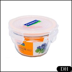 DH 글라스락 원형 유리 밀폐 글라스락 이유식용기 스마일캡 410ml 반찬통 이유식, DH 1