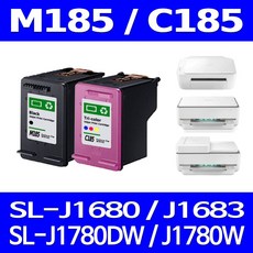 INK-M185 INK-C185 잉크 카트리지 호환 잉크젯 프린터 검정 컬러 복합기 팩스기 SL-J1680 SL-J1780W, 1개입, 대용량 컬러색 잉크