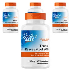 닥터스베스트 트랜스-레스베라트롤 200mg 베지 캡 글루텐 프리 비건, 4개, 60정 60개입, 4개, 60정