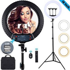 AMAZKER 링 라이트 18 Inch LED 링라이트 Kit with 삼각대 스탠드 폰 홀더 5, 상세내용참조