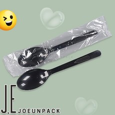 조은팩 [뜯을필요 없는숟가락] 일회용 BN 흑색, 1개, 1500개입