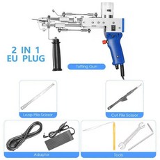 터프팅 건 DIY 공방 공예 클래스 2 in 1 루프 파일 컷 러그 머신 스타터 키트 제작 수직기 카펫, G. EU PLUG 220V