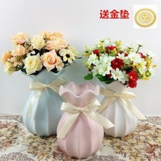 화병 드라이플라워보관 돌꽃 물꽂이 달항아리 심플하고 모던 세라믹 드라이플라워 미니어처 거, 10 핑크08 하프병+파우더2묶음