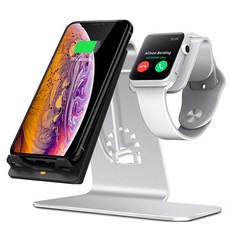 BESTAND 2in1 아이폰 애플워치 무선충전기, 1개, 실버
