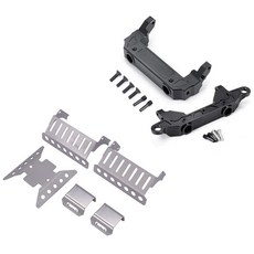 1축 SCX10 III AXI03007을 위한 프론트 리어 범퍼 마운트 서보 브래킷 설정, 01 Black and Silver