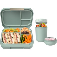 Bentgo ® 재사용 가능한 간식 컵이 포함된 모던 벤투 스타일 도시락 세트민트 그린