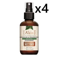 아킨 데오드란트 스프레이 제라늄 시더우드 150ml x4개 Akin, 4개