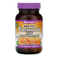 Bluebonnet Nutrition Super Fruit Vegetarian SOD Cantaloupe Extract 블루보넷 슈퍼프룻 베지타리안 250 IU 60캡슐, 1세트, 0.67